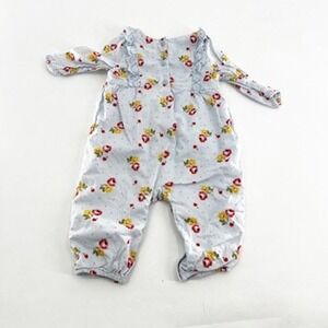 Baby GAP Floral Print Ruffle Trim Romper Size 3-6 Months‎ Light Blue
